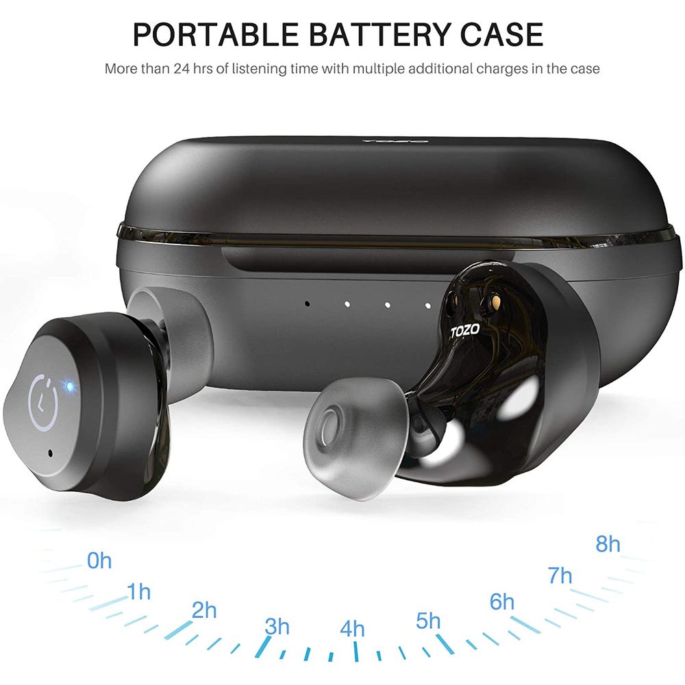 TOZO NC9 Wireless Earbuds- Portable Batery Case.